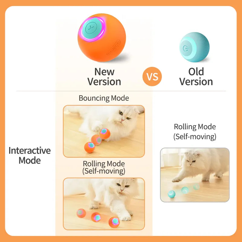 ROJECO-bola saltitante interativa inteligente para gato, bola rolante automática, treinamento, brinquedo elétrico auto-movente para cão, acessórios para animais de estimação