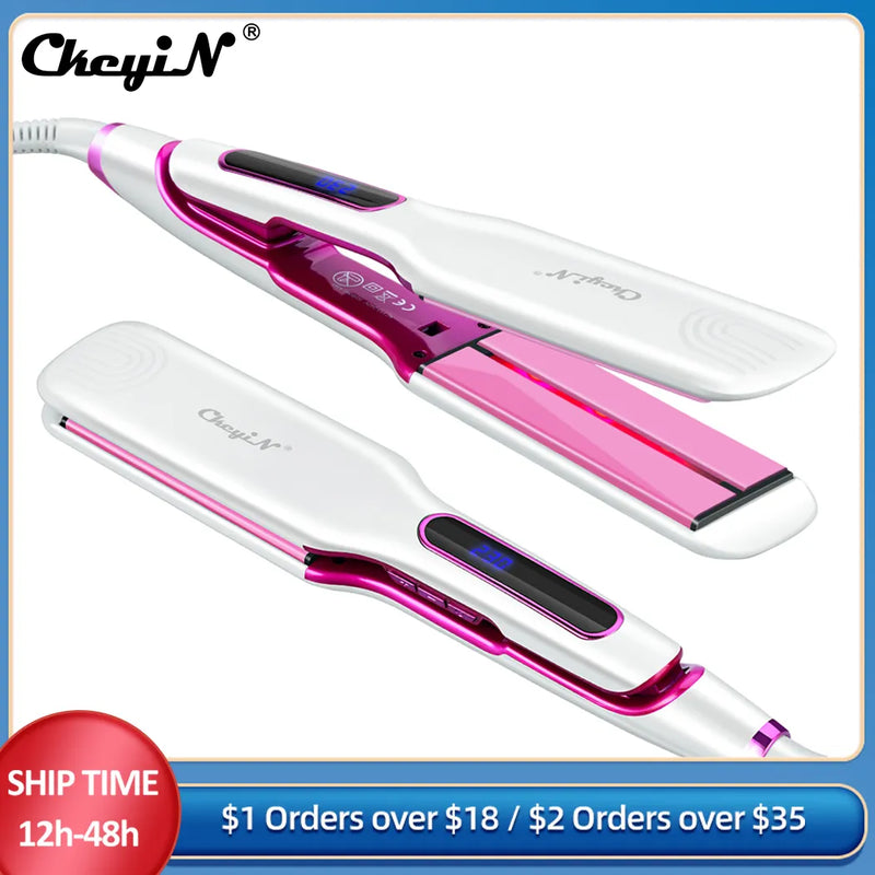 CkeyiN-profissionais alisadores de cabelo, Ultra Wide Plank Flat Iron, Hot Comb, aquecimento rápido, alisador elétrico, 55 milímetros