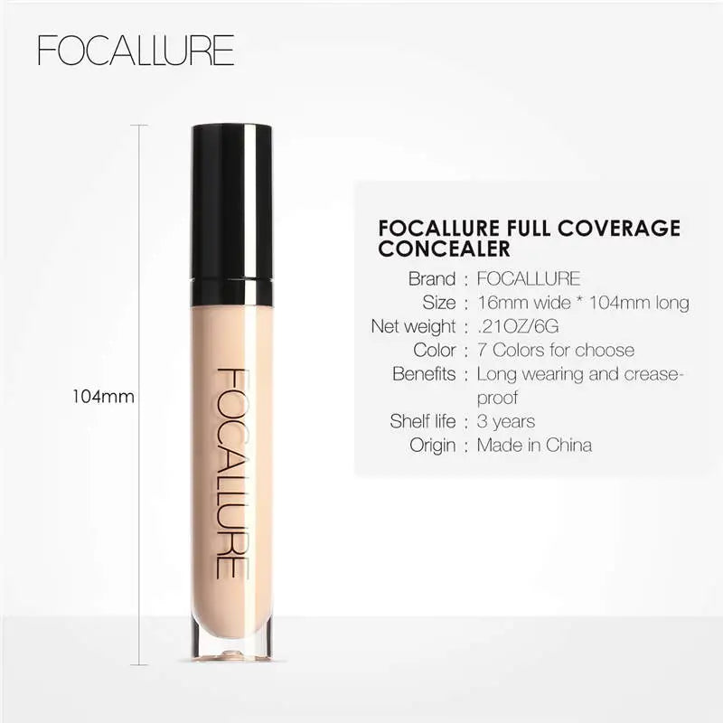 FOCALLURE 7 Cores Corretivo Facial À Prova D 'Água Cobertura Completa Hidratante de Longa Duração Suave Base Líquida Maquiagem Cosméticos