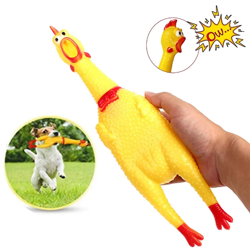 Squeak Screaming Chicken Brinquedos para Animais de Estimação, Squeeze Sound, Durável, Borracha Amarela, Vent Chicken, Engraçado, Novo, 17cm, 31cm, 40cm